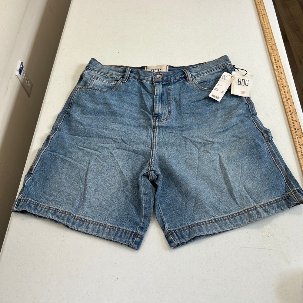 BDG Urban Outfitters Mens Blue Denim Carpenter Shorts Size 34 NWT Utility Skater